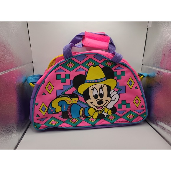 Rare Classic 90s Cowgirl Minnie Mouse Small Duffel Bag Mickey Mouse Disney - Picture 1 of 11